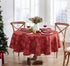 Newbridge Fancy Metallic Snowflake Christmas Fabric Tablecloth, 70 Inch Round, Red Gold, No-Iron Soil Resistant Sparkling Snowflakes Woven Holiday...
