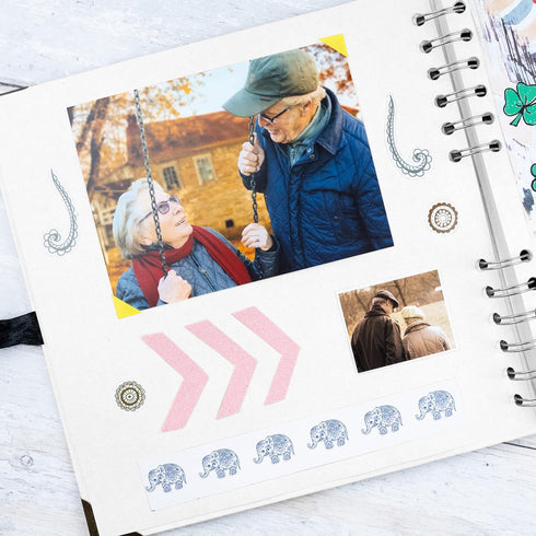 Bstorify Square Scrapbook Photo Albums 60 Pages (21 x 21 cm) White Thick Paper, Hardcover, Metal Corners, Ribbon Closure - Ideal for Your Scrapboo...