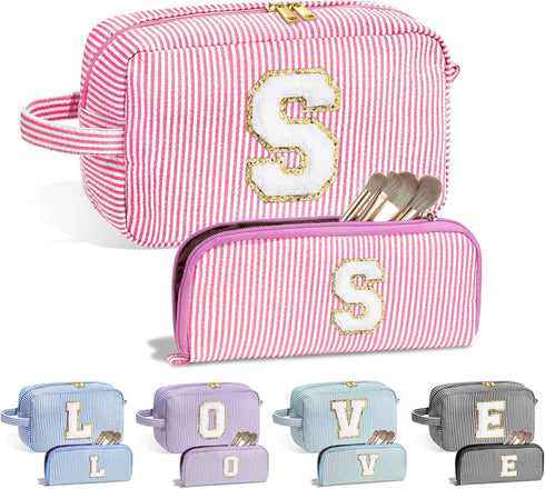 Birthday Gifts for Women - Personalized Gifts Idea for Women Her Mom Best Friend Sister Teacher Bridesmaid, Monogram Initial Pink Makeup Bag Cute ...