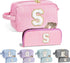 Birthday Gifts for Women - Personalized Gifts Idea for Women Her Mom Best Friend Sister Teacher Bridesmaid, Monogram Initial Pink Makeup Bag Cute ...