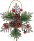 Pinecone Berry Pine Twig Christmas Ornaments - Set of 8 - Glittered Snowflakes and Bells with Pine Cones Greenery and Red Berries - Xmas Décor - C...