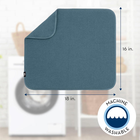S&T INC. Dish Drying Mat, Highly Absorbent Microfiber Kitchen Counter Mat, Dish Drying Pad for Dishes, Utensils, Pots and Pans, Large 16" x 18", T...