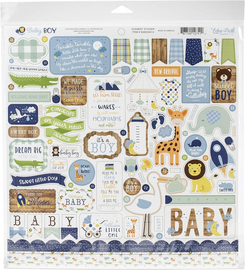 Echo Park Paper Company Baby Boy Collection Kit paper, blue, green, mint, yellow 12-x-12-Inch...