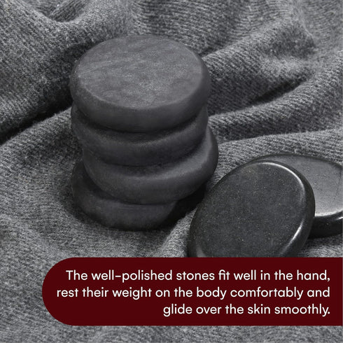 Pino Products Hot Massage Stones - 6 Large Essential Black Basalt Stones - Massage Therapy, Relaxation Basalt Stones - Rock Stone Massage Kit Warm...
