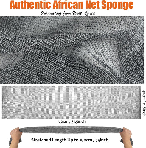 African Net Sponge Authentic Real African Exfoliating Net Bath Sponge Wash Cloth Exfoliating Washcloth African Net Cloth Body Scrubber for Shower ...