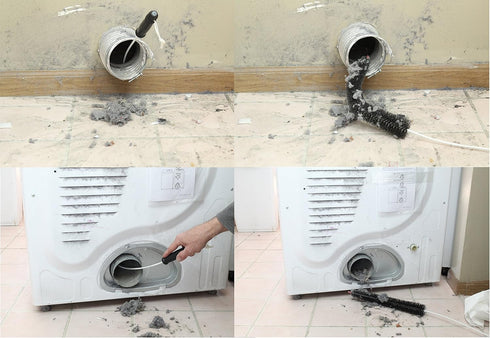 Dryer Vent Cleaner Kit Vacuum Attachment and Dryer Vent Brush. This Dryer Lint Brush Vent Trap Cleaner Tool Can Reduce Your Risk of A House Fire! ...