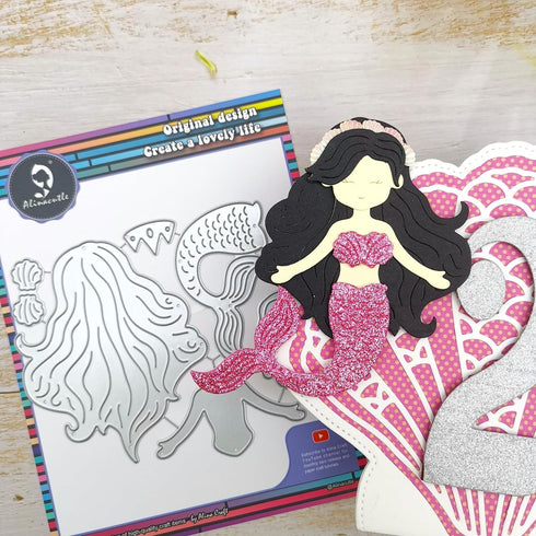 1pc Mermaid Sea Daughter Doll Dies Metal Cutting Die Cut for Paper Craft Handmade Card Making Greeting Cards Decoration Alina Craft Art Template...