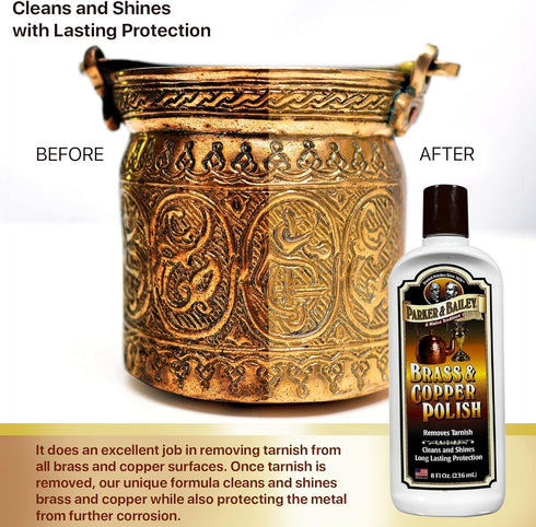 PARKER & BAILEY Brass and Copper Polish - Brass Polish Cleaner Copper Cleaner and Polish Tarnish Remover Metal Polish Cream for Polishing Antique ...