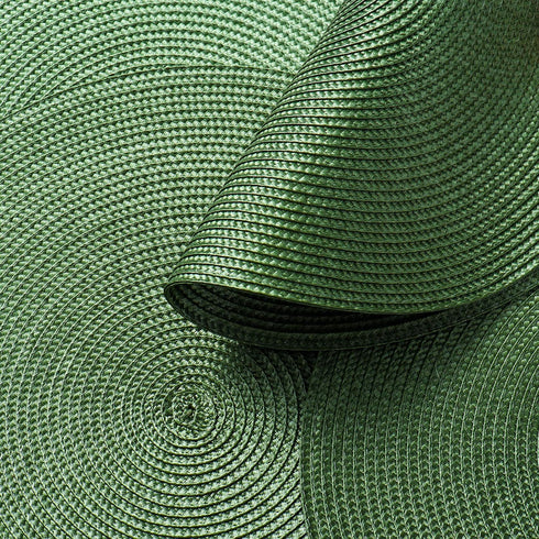 AHHFSMEI Round Braided Placemats 15 Inch Round Table Mats for Dining Tables Natural Woven Heat Resistant Place mats Set of 6 (Olive Green)...