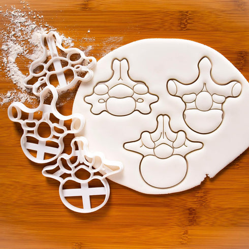 Set of 3 Vertebrae cookie cutters (Designs: Cervical, Lumbar, Thoracic Vertebra), 3 pieces - Bakerlogy...