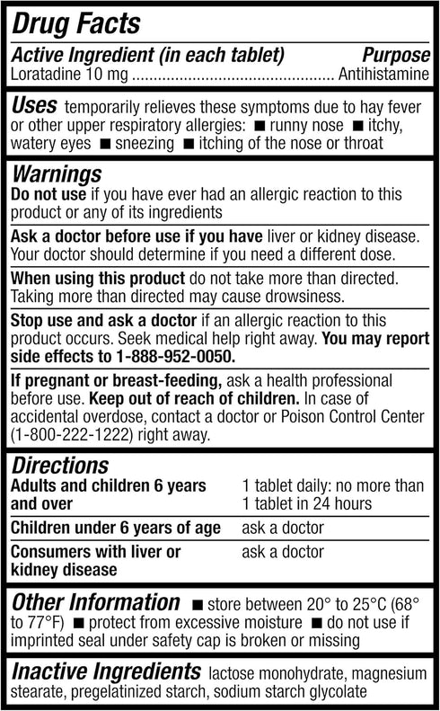 HealthA2Z® Allergy Relief | Loratadine 10mg | Antihistamine | Relief from Itchy Throat, Sneezing, Runny Noses | 24-Hours Allergy Medicine (300 Tab...