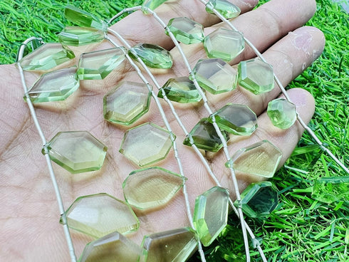 1 Strand Peridot Quartz 10 Pcs Beads Size 4.5x13-5.5x18mm Fancy Shape Cut Faceted Beads for Jewellery Making, Beading & Craft Supplies KCRAFTS-RK_...