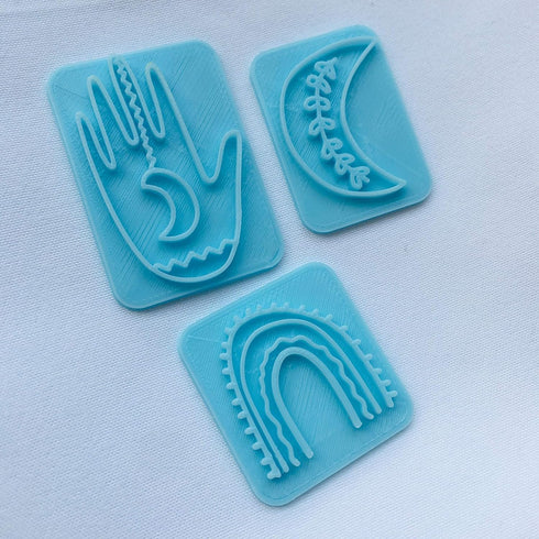 CHENRUI Set of 3 Boho Polymer Clay Stamps Bohemian Embossing Clay Stamps...