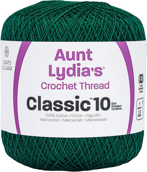 Coats Crochet Aunt Lydia's Crochet, Cotton Classic Size 10, Forest Green...