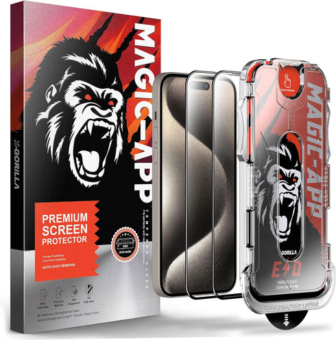 Magic-APP IPhone 15 pro Max Screen Protector,9H Hardness, HD Clear Tempered Glass, Auto Dust-Elimination, Bubble Free, Full Coverage, Easy Install...
