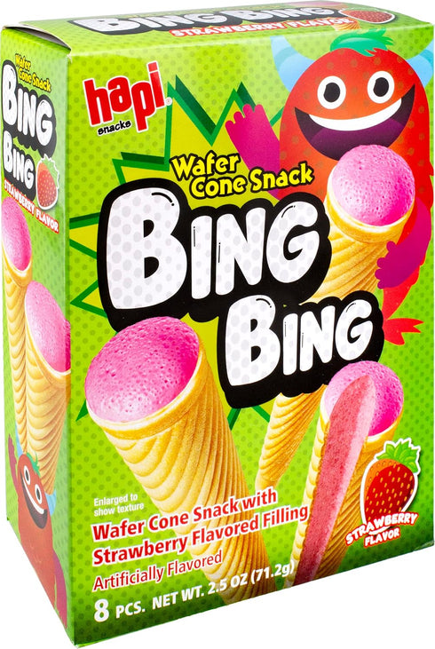 Hapi Bing Bing Cone Snack with Strawberry Flavored Filling, 2.5 Ounce...