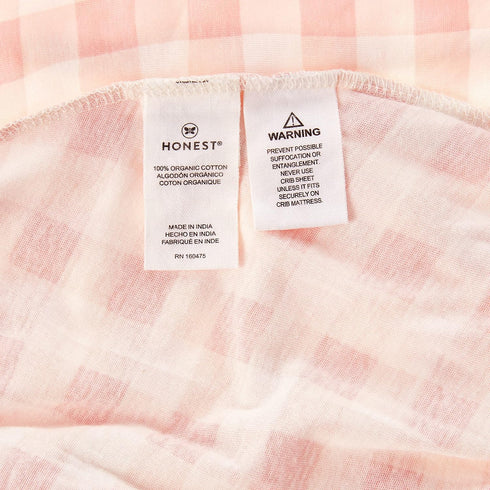 HonestBaby Girls Organic Cotton Changing Pad Cover, Peach Skin Painted Buffalo Check, One Size...