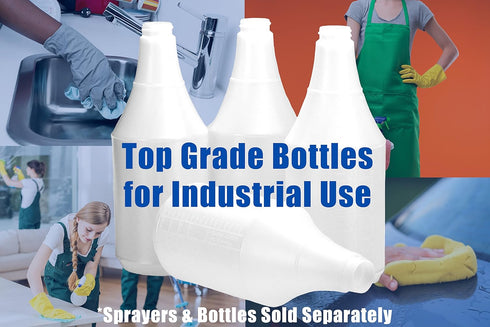 Commercial-Grade Chemical Resistant 24 oz Bottles ONLY 4 Pk Embossed Scale For Measuring. Pair With Industrial Spray Heads For Auto/Car Detailing ...