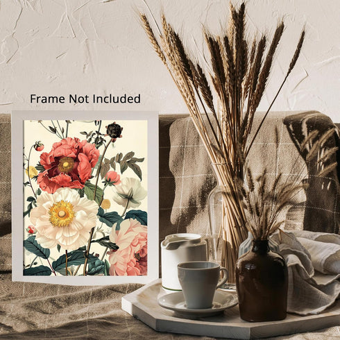 Posterizer 1 pcs-pink and yellow flowers for chic home decor-Floral & Botanical Art-Abstract & Modern Art-Decor for Home & Office- UNFRAMED Wall A...