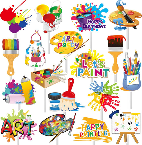 36Pcs Art Paint Party Cupcake Toppers Paint Brush Cupcake Picks Art Party Cake Decoration for Art Painting Theme Birthday Party Baby Shower Paint ...