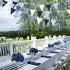 32Ft Deep Blue Party Decorations Royal Triangle Flag Pennant Bunting Fabric Garland for Wedding Birthday Ahoy Achor Nautical Pirate Bridal Baby Sh...
