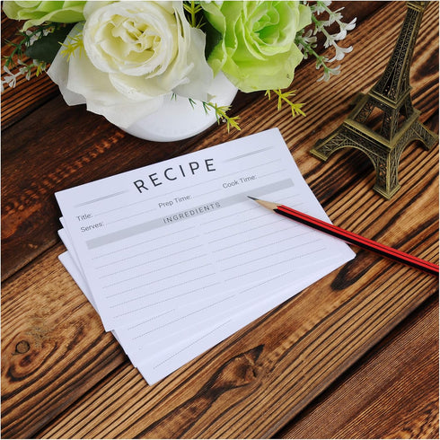 Modern Recipe Cards (Set of 60) - 4x6” Double Sided Premium Thick Card Stock w/Bonus Measuring Chart and PVC Card Protector (4 x 6 inches)...