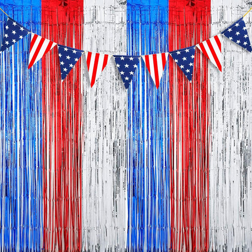 Dazzle Bright 2 Pack Backdrop Curtain, 3FT x 8FT Metallic Tinsel Foil Fringe Curtains Photo Booth Background for Baby Shower Party Birthday Weddin...