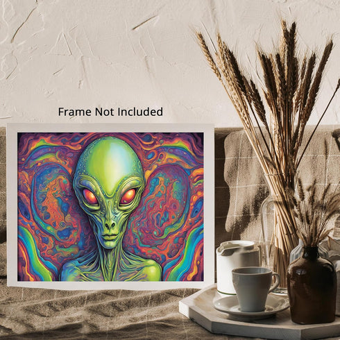Posterizer 1 pcs- psychedelic funky hippie colorful sci fi alien 3-Fantasy & Fiction Art-Retro Art- Living Room Bedroom Decor- unframed wall art...