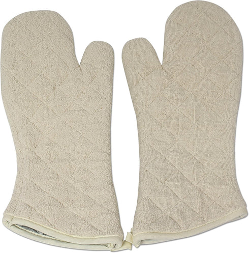 Nouvelle Legende Quilted Cotton Terry Oven Mitts for Baking, BBQ, and Cooking Protection, Heat-Resistant Gloves for Kitchen and Grill, Comfortable...