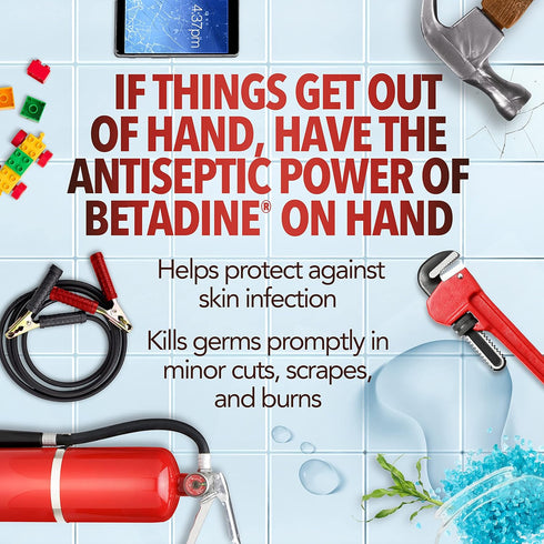 Betadine Antiseptic First Aid Spray, Povidone-iodine 5%, Infection Protection, Kills Germs In Minor Cuts Scrapes And Burns, No Sting Promise, No A...