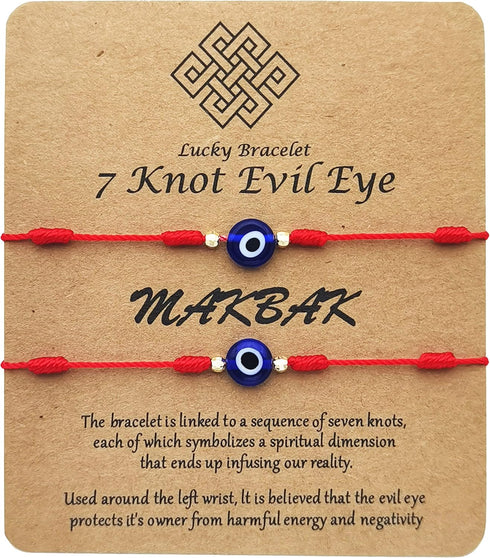Evil Eye 7 Knot Lucky Bracelets for Women Men Adjustable Lucky Amulet Black Red String Bracelet for Protection Teen Girls Little Boys Family Frien...