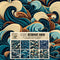 Decoupage Paper Pack (24 Sheets 6"x6") Great Wave of Japan Sea # Vintage Styled Pattern Paper for Decoupage, Craft and Scrapbooking...