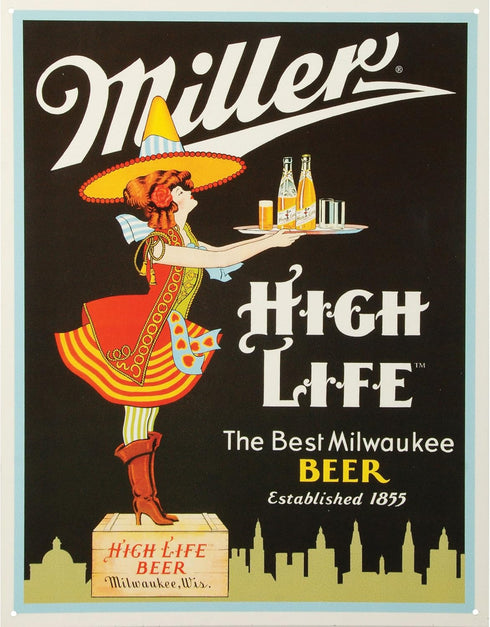 Miller Server Tin Sign 10.5"W x 16"H...