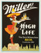 Miller Server Tin Sign 10.5"W x 16"H...