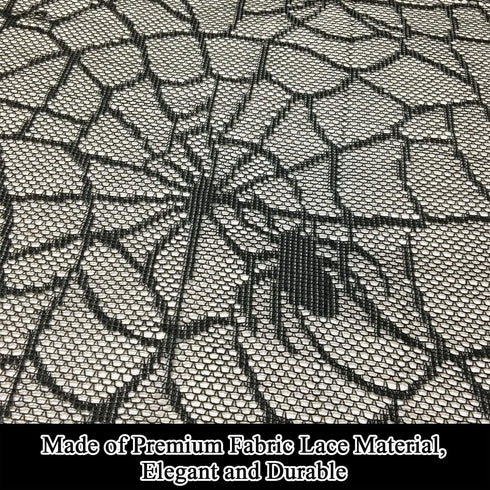 Halloween Tablecloth - Gothic Black Lace Spider Web Table Cover for Halloween Masquerade, Dinner Party, Scary Movie Nights Table Decorations - 53x...