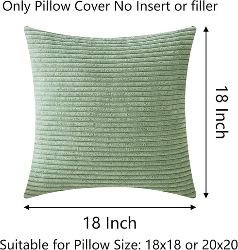 Demetex Green Pillow Covers 18x18 Summer Decorative Throw Pillows for Couch Soft Corduroy Accent Pillow Covers for Living Room Sofa Bed, Set of 2,...