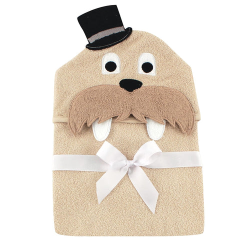 Hudson Baby Unisex Baby Cotton Animal Face Hooded Towel, Classy Walrus, One Size...