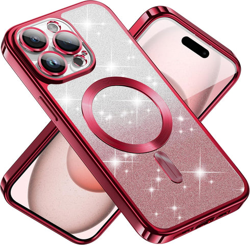 Jmltech for Phone 15 Pro Max Case Magnetic Clear Shockproof Cute Transparent Silicone Soft TPU Luxury Plating Bumper Phone Case (iPhone 15 Pro Max...
