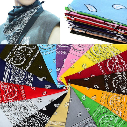 One Dozen/12pcs Assorted Bandanas 22X22 Inch 100% Cotton Novelty Double Sided Print Paisley Cowboy Bandana Party Favor Scarf Headband Handkerchief...