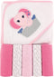 Luvable Friends Unisex Baby Hooded Towel with Five Washcloths, Pink Elephant, One Size...