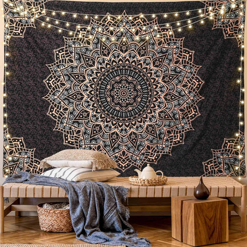 Edeesky Black Mandala Tapestry Wall Hanging Psychedelic Aesthetic Indian Hippie Wall Decor Bohemian Wall Art Boho Home Decoration for Bedroom,Livi...