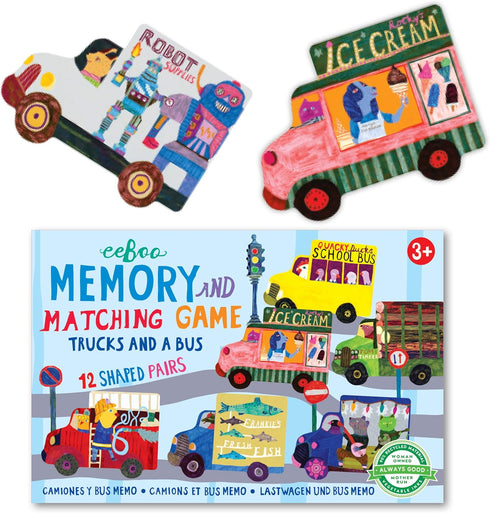 eeBoo: Trucks and a Bus Little Memory Matching Game, Developmental and Educational, Sharpens Recognition, Concentration and Memory, Perfect for Ag...