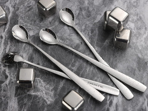 Stainless Steel Iced Tea Spoons Set of 6 Cocktail stir sticks Spoons Bar Spoon for Cold Drinks...