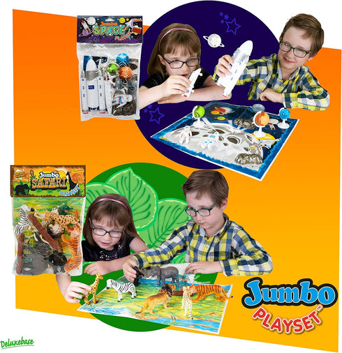 Deluxebase Jumbo Playset - Dinosaur from 12-Piece Large Dinosaur Figurines Toy Set. Bag of Dino Toys including a Stegosaurus, Pterodactyl and Spin...