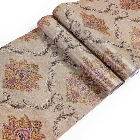 Y9839 Damask Peel and Stick Wallpaper 17.7" x 9.8ft Removable Contact Paper Self-Adhesive Damask Furniture Paper Shelf Drawer Liner Vinyl Film Rol...
