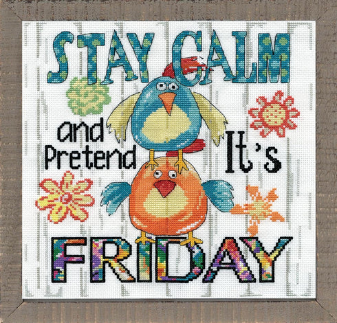 Design Works Crafts, 10" x 10" Counted Cross Stitch Kit, Stay Calm, White...