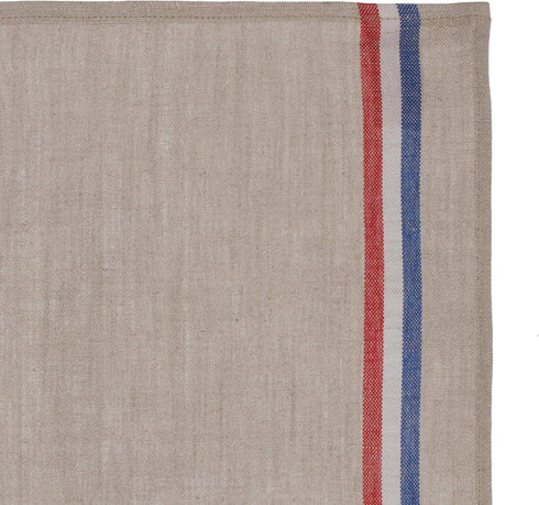 French 100% Linen Towel, Tricolore Naturel, 17 by 26 Inches, Beige, Red and Blue...