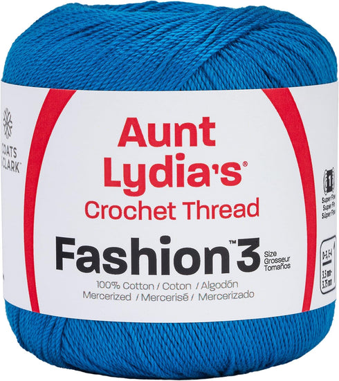 Coats Crochet Aunt Lydia's Fashion Crochet, Cotton Size 3, Blue Hawaii...