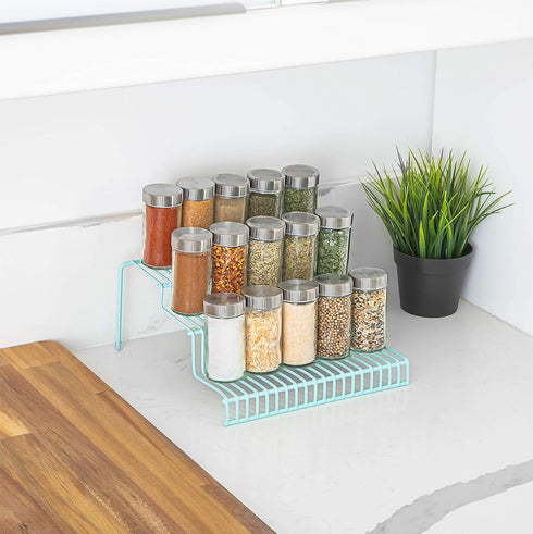 Smart Design 3-Tier Spice Rack - Steel Metal Wire - Rust Resistant - Cupboard, Jars, Cans, Seasonings Holder, Cabinet Shelf Organizer, Countertop ...