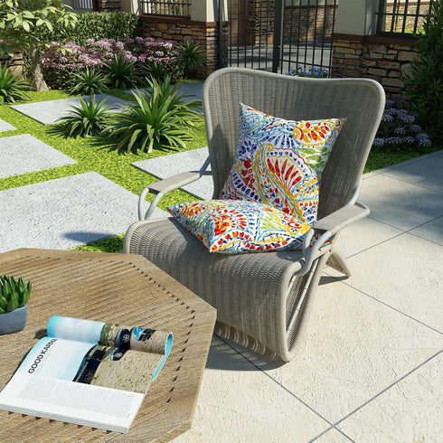 LVTXIII Outdoor Throw Pillow Covers 18 x 18 Inch, COVERS ONLY Modern Paisley Pattern Decorative Square Toss Pillow Case Pack of 2 for Home Patio G...